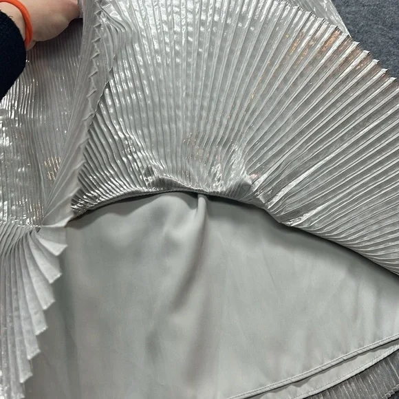 Talbots Metallic Silver Micro Pleat A-line Skirt - Picture 4 of 6